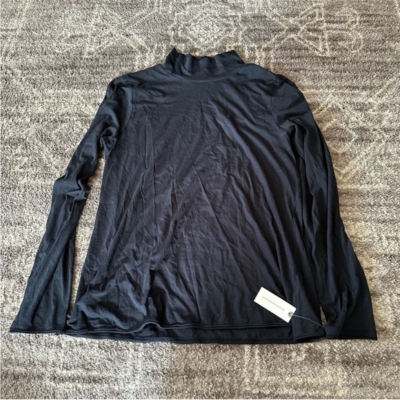 NWT By Anthropologie Turtleneck Long Sleeve Tee Lightweight Black XL - Picture 2 of 8